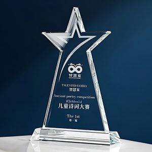 Crystal award with a partial star on the top.