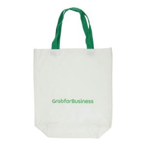 Cotton Canvas Tote Bags with Base and Colored Handles