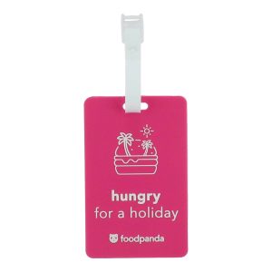 Silicone Luggage Tag in Pink and White Handle