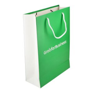 Side view of Grab Brand Paper Bag