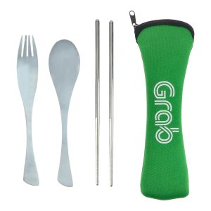 Stainless Steel Cutlery Set with Neoprene Pouch