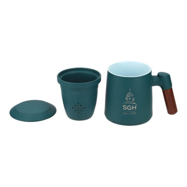 Mug with Tea Leaves Filter in Teal Green - Image 3