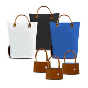 Lola Foldable Polyester Tote Bag with PU Leather Handle