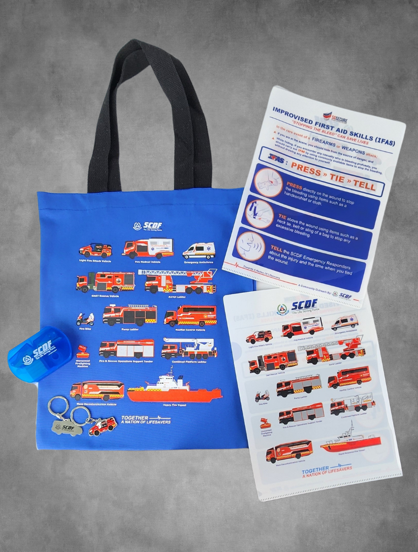 Corporate Gifting Custom Made Goodie Bag consisting of L Folder, Stationery Set, Key Chain and Cotton Canvas Tote Bag